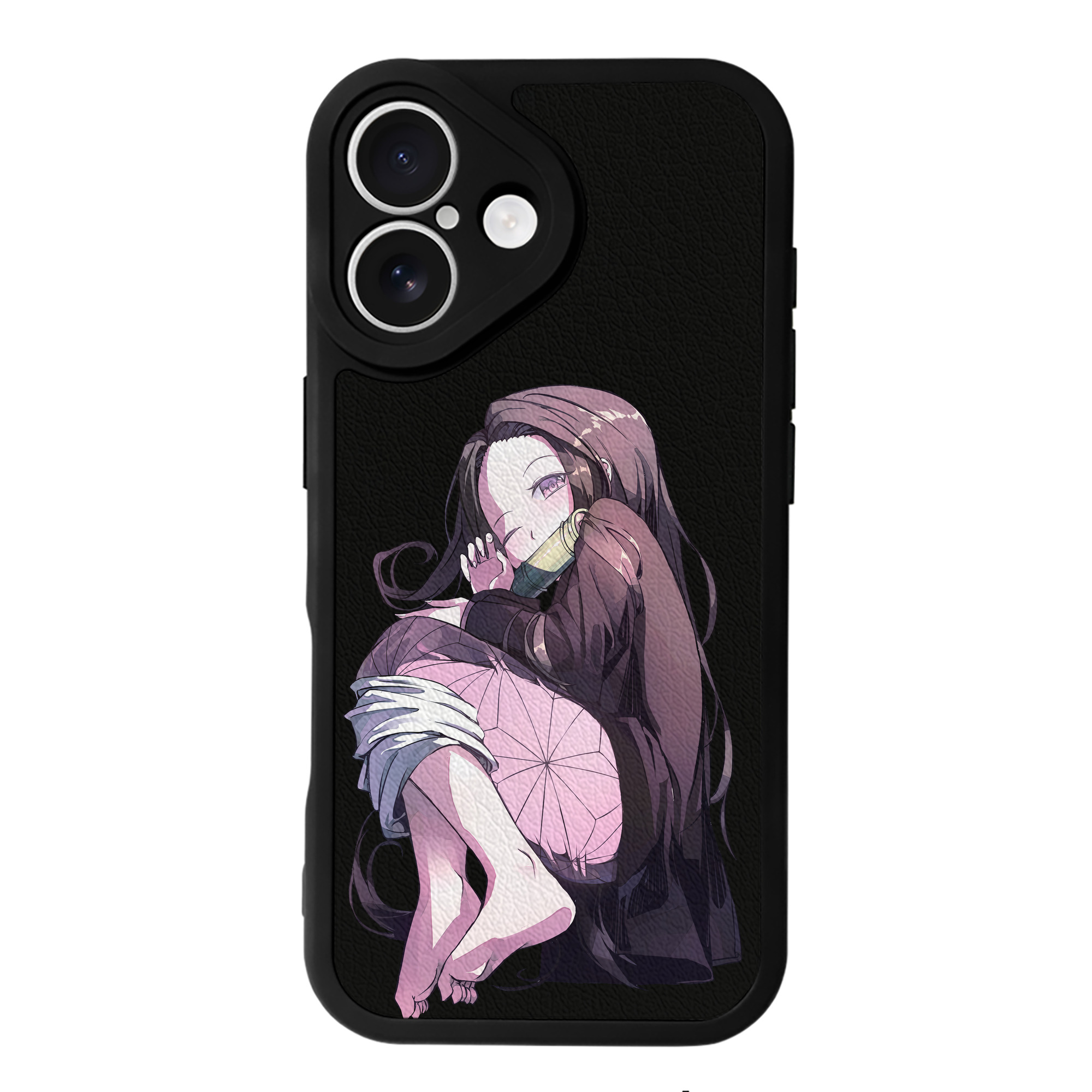 （画像用） 鬼滅の刃（きめつのやいば）竈門 禰󠄀豆子／かまど ねずこ Kamado Nezuko 【iPhone 16シリーズ対応】シリコンスマホケース（レザー調） 材質：シリコン